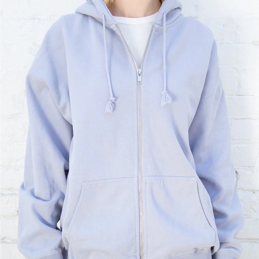 Brandy Melville Light Blue Zip Up Hoodie - one size